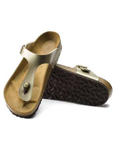 Japonki damskie birkenstock gizeh birko-flor gold złote narrow wąskie (1016109)
