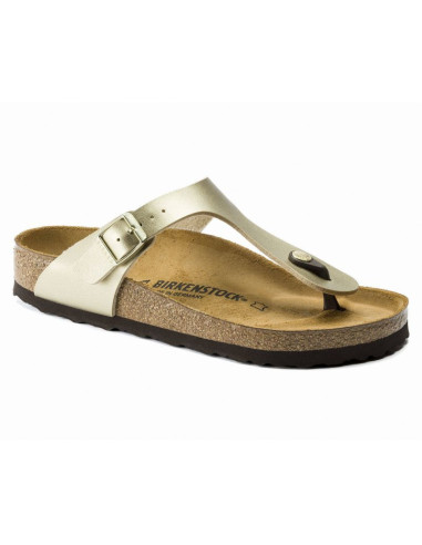 Japonki damskie birkenstock gizeh birko-flor gold złote narrow wąskie (1016109)
