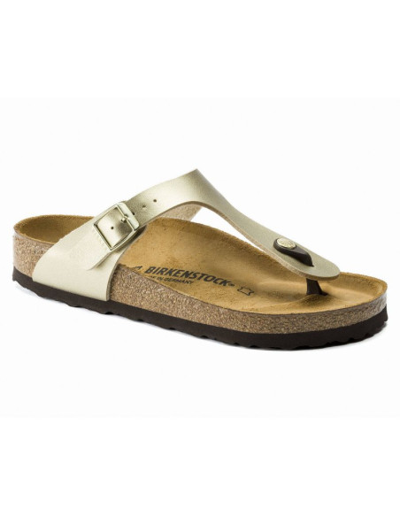 Japonki damskie birkenstock gizeh birko-flor gold złote narrow wąskie (1016109)