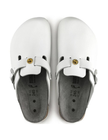 Chodaki damskie birkenstock boston esd white skóra naturalna klapki medyczne narrow wąskie (0061378)
