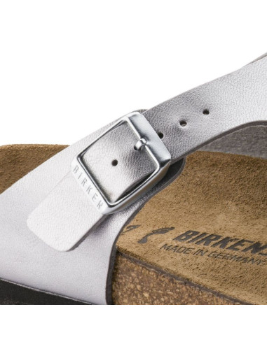 Japonki damskie birkenstock gizeh birko-flor srebrne regular szerokie (0043851)
