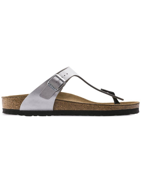 Japonki damskie birkenstock gizeh birko-flor srebrne regular szerokie (0043851)