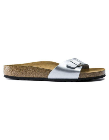 Klapki damskie birkenstock madrid birko-flor silver srebrne regular szerokie (0040411)