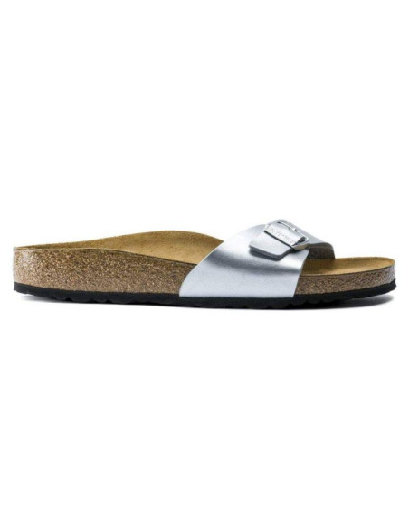 Klapki damskie birkenstock madrid birko-flor silver srebrne regular szerokie (0040411)