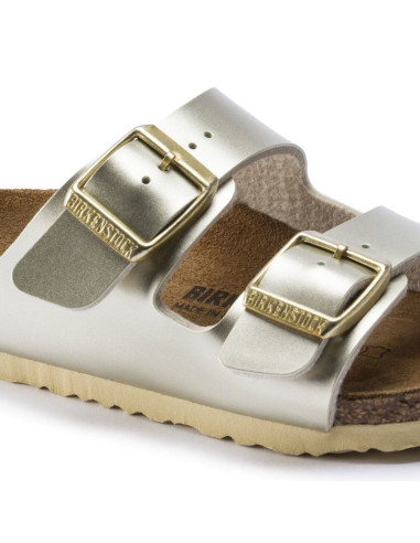 Klapki dziewczęce birkenstock arizona kids birko-flor electric metallic gold narrow wąskie (1014841)