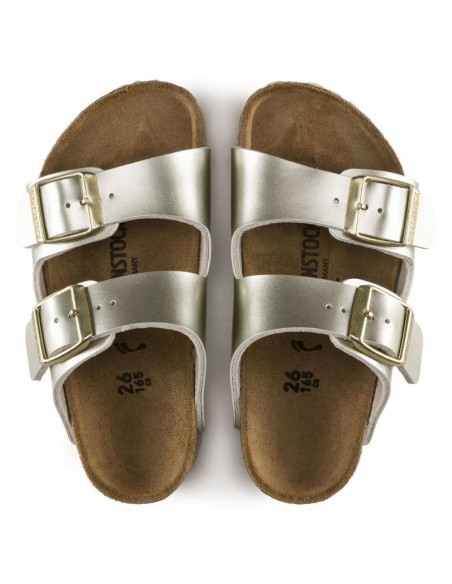 Klapki dziewczęce birkenstock arizona kids birko-flor electric metallic gold narrow wąskie (1014841)