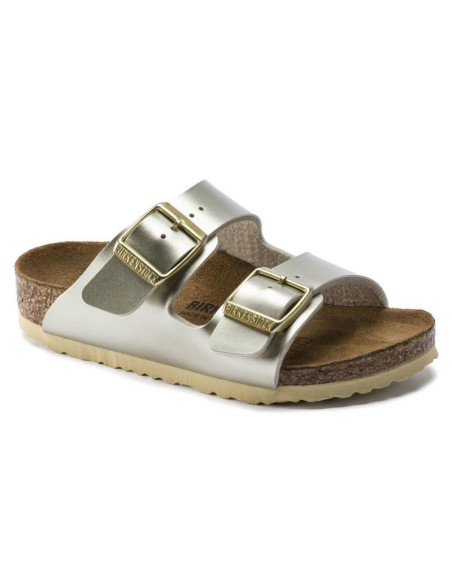 Klapki dziewczęce birkenstock arizona kids birko-flor electric metallic gold narrow wąskie (1014841)