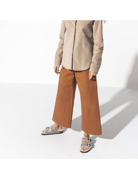 Klapki damskie/męskie ocieplane birkenstock arizona shearling stone coin zamsz z wełną owczą narrow wąskie (1017403)