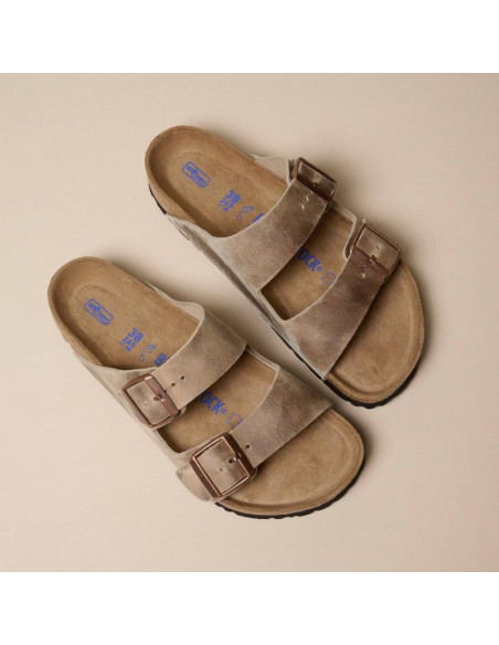 Klapki birkenstock arizona soft footbed oiled leather tabacco brown narrow wąskie damskie/męskie (0552813)