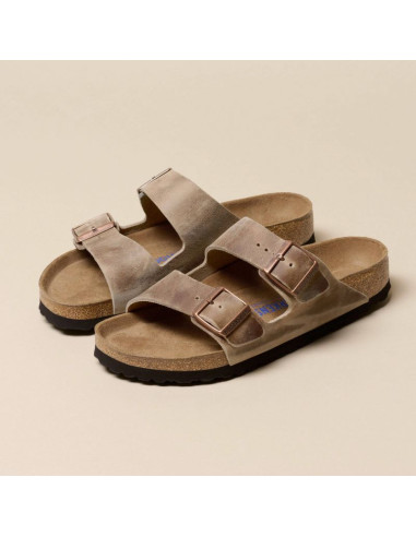 Klapki birkenstock arizona soft footbed oiled leather tabacco brown narrow wąskie damskie/męskie (0552813)