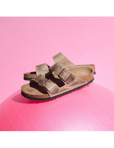 Klapki birkenstock arizona soft footbed oiled leather tabacco brown narrow wąskie damskie/męskie (0552813)
