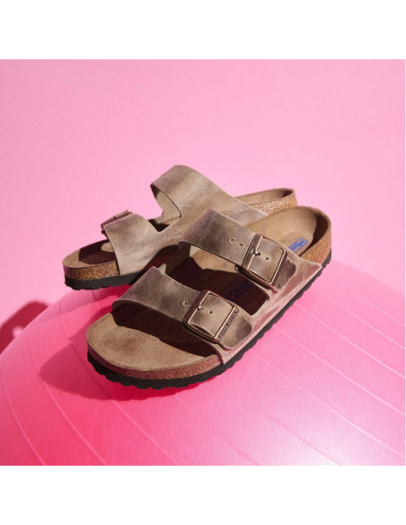 Klapki birkenstock arizona soft footbed oiled leather tabacco brown narrow wąskie damskie/męskie (0552813)