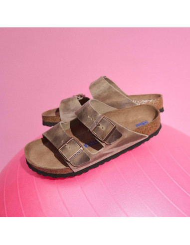 Klapki birkenstock arizona soft footbed oiled leather tabacco brown narrow wąskie damskie/męskie (0552813)