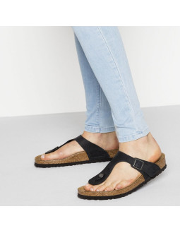 Japonki damskie/męskie birkenstock gizeh nu oiled black regular olejowana skóra na szeroką stopę (0845251) 2