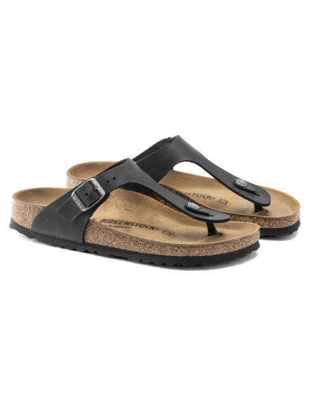 Japonki damskie/męskie birkenstock gizeh nu oiled black regular olejowana skóra na szeroką stopę (0845251)