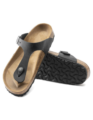 Japonki damskie/męskie birkenstock gizeh nu oiled black regular olejowana skóra na szeroką stopę (0845251)