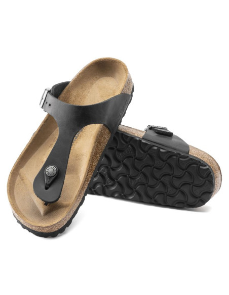 Japonki damskie/męskie birkenstock gizeh nu oiled black regular olejowana skóra na szeroką stopę (0845251)