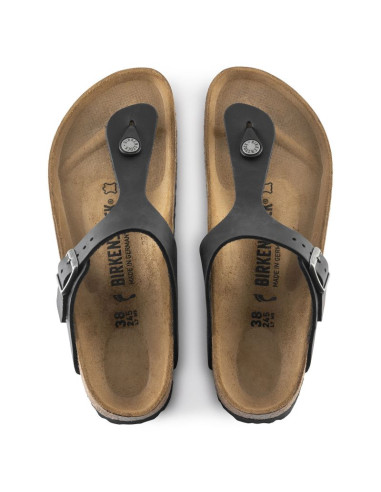 Japonki damskie/męskie birkenstock gizeh nu oiled black regular olejowana skóra na szeroką stopę (0845251)