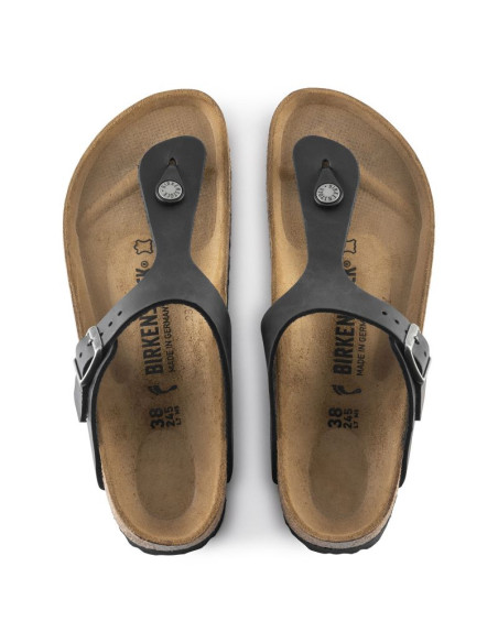 Japonki damskie/męskie birkenstock gizeh nu oiled black regular olejowana skóra na szeroką stopę (0845251)