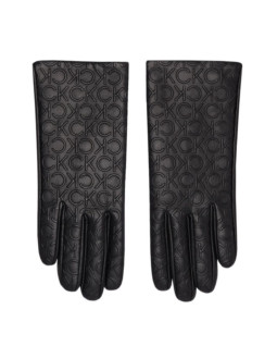 Rękawiczki calvin klein re-lock debossed leather gloves w
