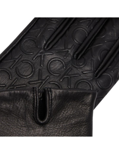 Rękawiczki calvin klein re-lock debossed leather gloves w