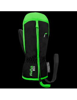 Rękawice zimowe dziecięce reusch ben mitten ze sztucznej skóry ocieplane nieprzemakalne czarno-zielone (62/85/408/7716) 2