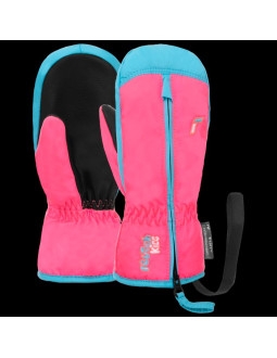 Rękawice zimowe dziecięce reusch ben mitten wodoszczelne ocieplane jednopalczaste różowo-niebieskie (62/85/408/3305)