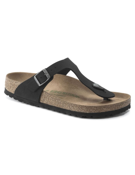 Japonki birkenstock gizeh birko-flor damskie narrow black na wąską stopę wegańskie czarne (1020487)