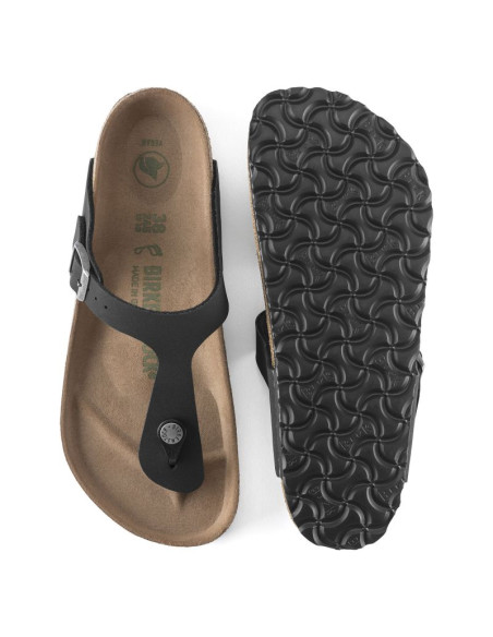 Japonki birkenstock gizeh birko-flor damskie narrow black na wąską stopę wegańskie czarne (1020487)