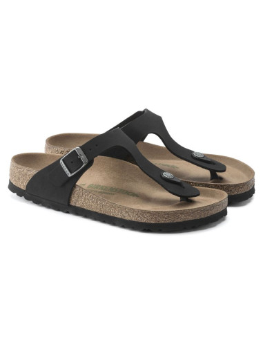 Japonki birkenstock gizeh birko-flor damskie narrow black na wąską stopę wegańskie czarne (1020487)