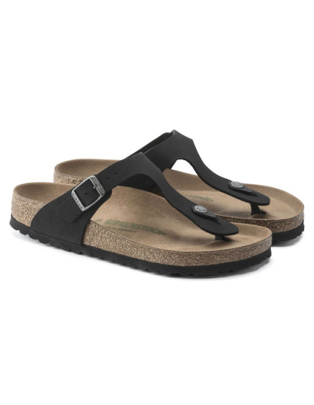Japonki birkenstock gizeh birko-flor damskie narrow black na wąską stopę wegańskie czarne (1020487)