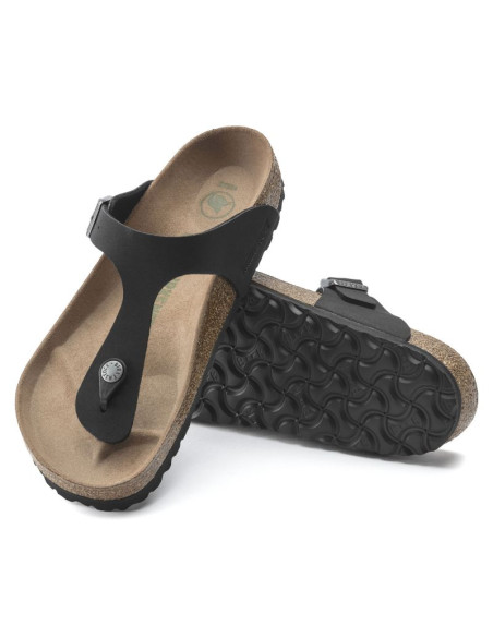 Japonki birkenstock gizeh birko-flor damskie narrow black na wąską stopę wegańskie czarne (1020487)