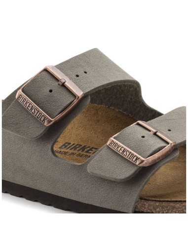 Klapki damskie/męskie birkenstock arizona birko-flor nubuck stone regular szerokie szare (0151211)