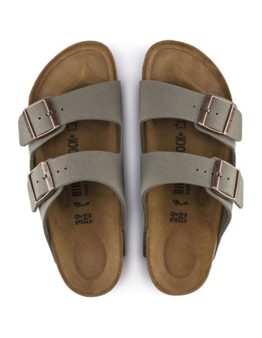 Klapki damskie/męskie birkenstock arizona birko-flor nubuck stone regular szerokie szare (0151211)