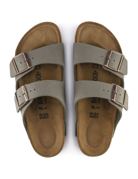 Klapki damskie/męskie birkenstock arizona birko-flor nubuck stone regular szerokie szare (0151211)