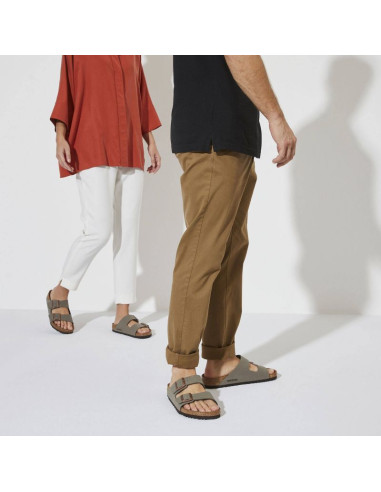 Klapki damskie/męskie birkenstock arizona birko-flor nubuck stone regular szerokie szare (0151211)