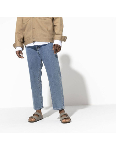 Klapki damskie/męskie birkenstock arizona birko-flor nubuck stone regular szerokie szare (0151211)