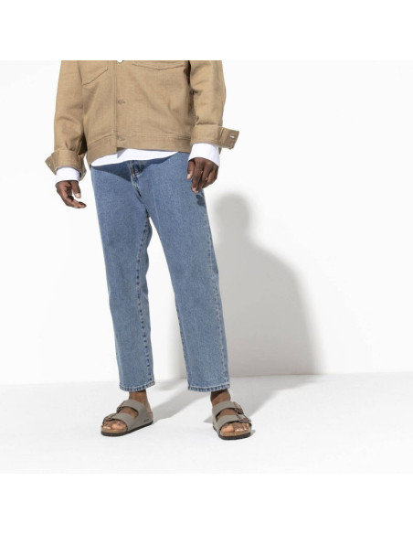 Klapki damskie/męskie birkenstock arizona birko-flor nubuck stone regular szerokie szare (0151211)