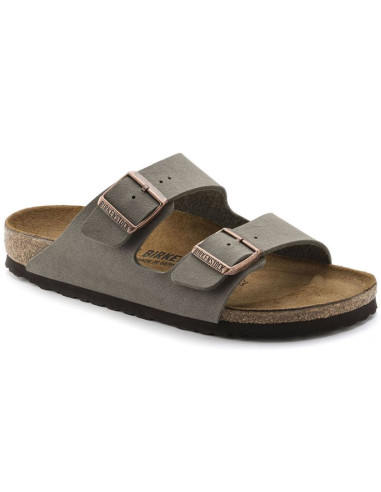 Klapki damskie/męskie birkenstock arizona birko-flor nubuck stone regular szerokie szare (0151211)