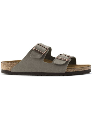 Klapki damskie/męskie birkenstock arizona birko-flor nubuck stone regular szerokie szare (0151211)