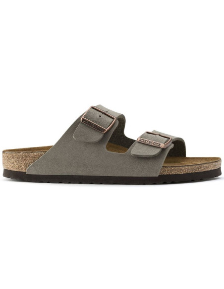 Klapki damskie/męskie birkenstock arizona birko-flor nubuck stone regular szerokie szare (0151211)