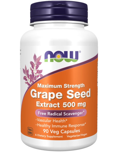 Now Foods Grape Seed Extract Maximum Strength 500 Mg - Wyciąg Z Nasion Winogron 500 Mg (90 Kaps.)