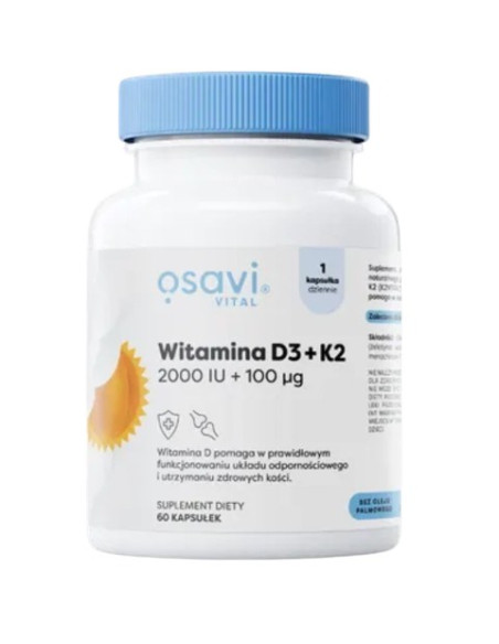 Osavi Witamina D3 + K2 2000Iu + 100 Mcg (60 Kaps.)