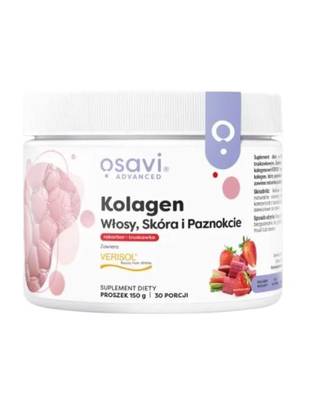 Osavi Kolagen Włosy, Skóra I Paznokcie, Rabarbar-Truskawka (150 G)
