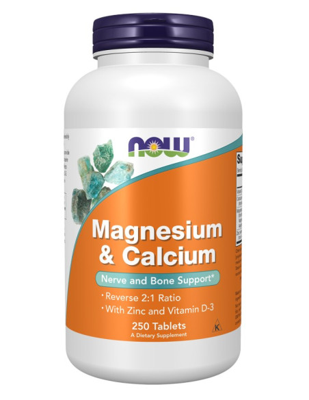Now Foods Magnesium & Calcium - Magnez 266 Z Wapniem, Cynkiem I Witaminą D (250 Tabl.)