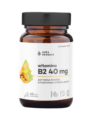 Aura Herbals Witamina B2 R-5-P 40 Mg, Ryboflawina (60 Kaps.)