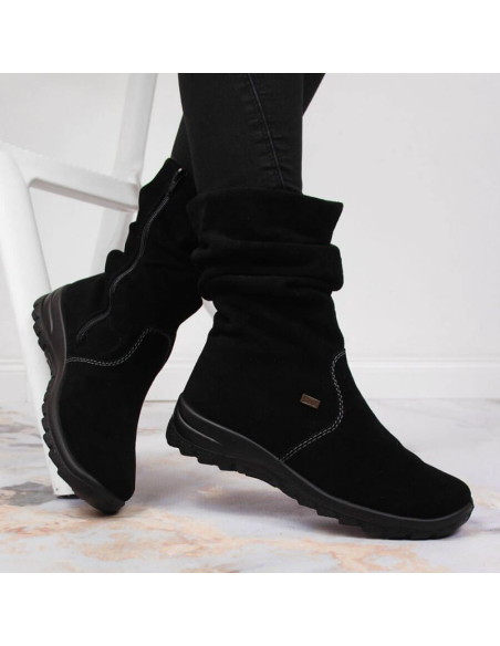 Skórzane botki ocieplane rieker w