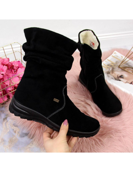 Skórzane botki ocieplane rieker w