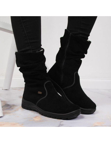 Skórzane botki ocieplane rieker w