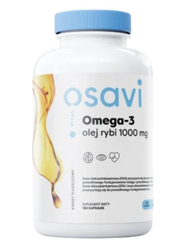 Osavi Omega-3 Olej Rybi Molecularly Distilled 1000 Mg Smak Cytrynowy (180 Kaps.)